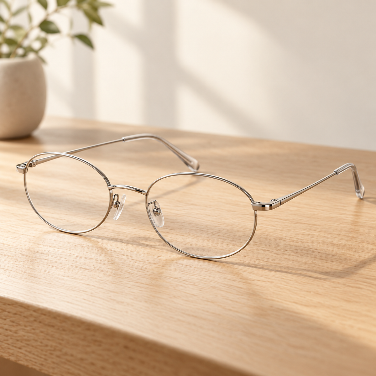 Reed silver colored Fine oval eyeglass frame design illustration