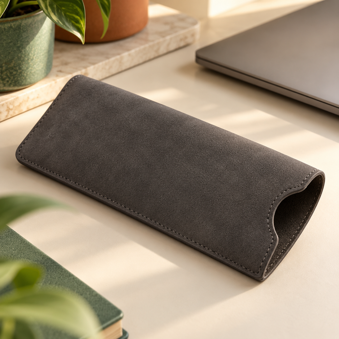 Graphite Slide Eyeglass Case — AI-generated design illustration