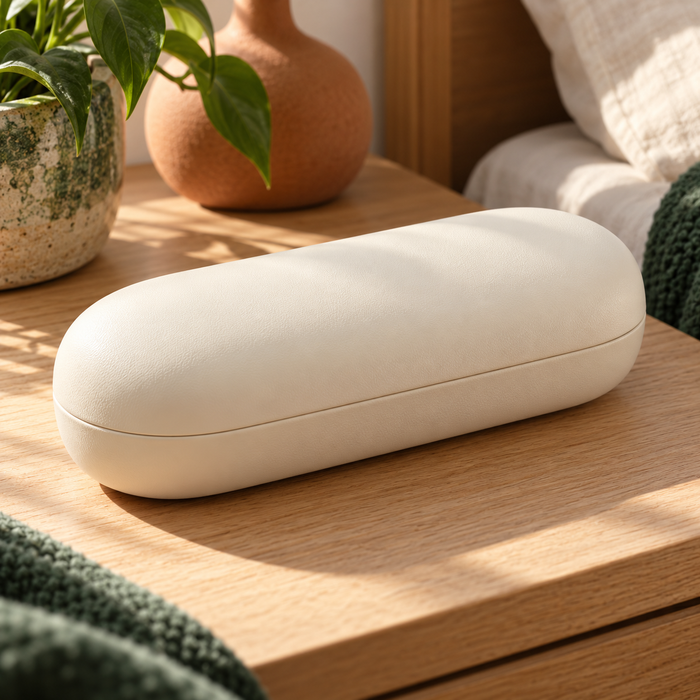 Ivory Shell Eyeglass Case — AI-generated design illustration