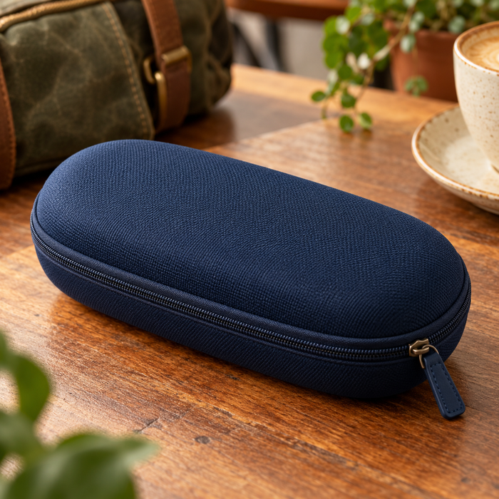 Midnight Zip Eyeglass Case — AI-generated design illustration